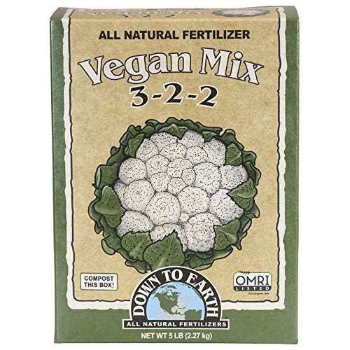 Down to Earth Organic Vegan Fertilizer Mix 3-2-2, 5 lb