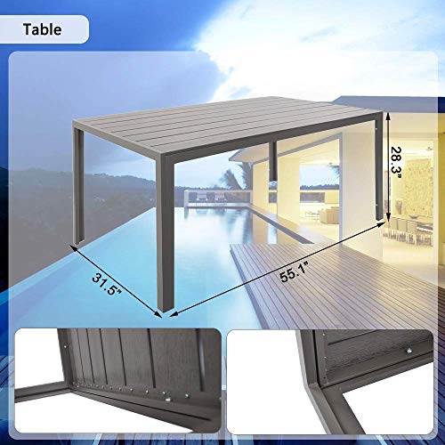 Dporticus Outdoor Patio 55 Rectangular Dining Table Aluminum Fram...