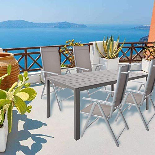 Dporticus Outdoor Patio 55 Rectangular Dining Table Aluminum Fram...