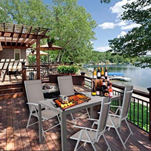 Dporticus Outdoor Patio 55 Rectangular Dining Table Aluminum Fram...