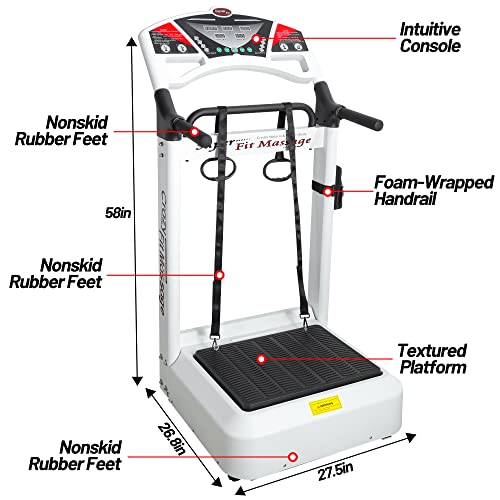 White Vibration Plate Workout Machine with Up to 400 lbs Full Body...