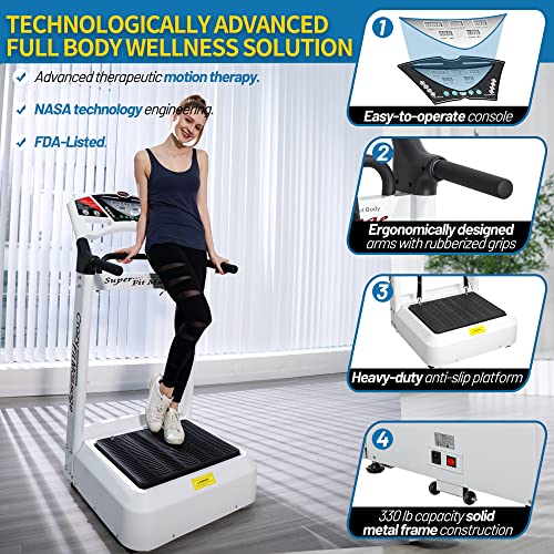 White Vibration Plate Workout Machine with Up to 400 lbs Full Body...