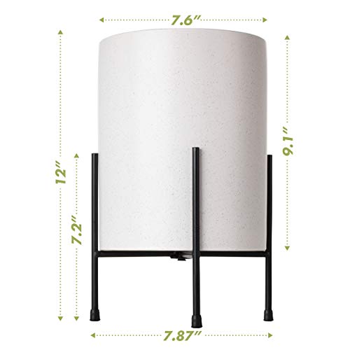 Mid Century Planter with Stand Included | 8 Inch Ceramic Plant Pot...