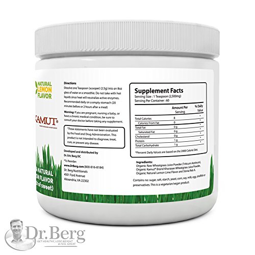 Natural Lemon Flavored Wheat Grass Powder with KamutTM -Raw & Ultr...