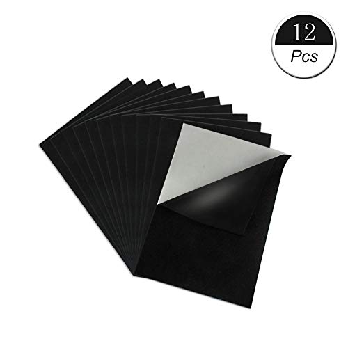 Dragang 12 Pieces Black Felt Fabric Adhesive Sheets , Sticky Back...