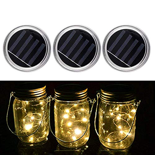 3 Pack Solar Mason Jar Lid – Fairy Mason Solar String Light Lid -F...