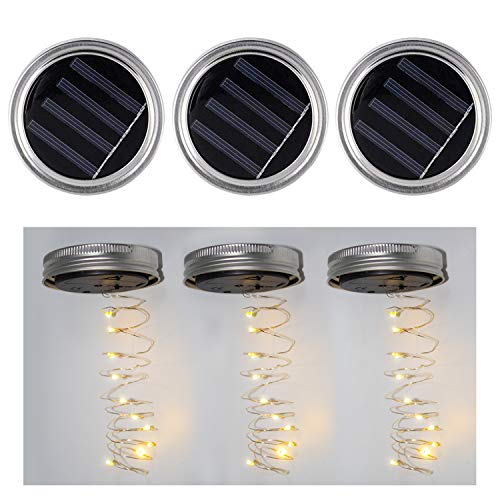 3 Pack Solar Mason Jar Lid – Fairy Mason Solar String Light Lid -F...