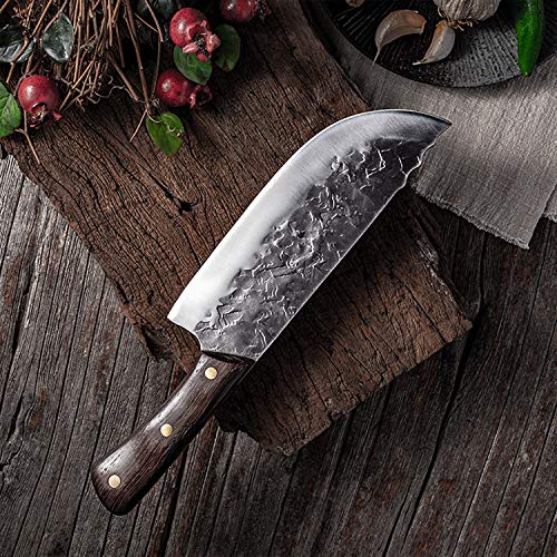 Hand Forged Butcher Knife 7.5 Inch High Carbon Steel Meat and Vege...