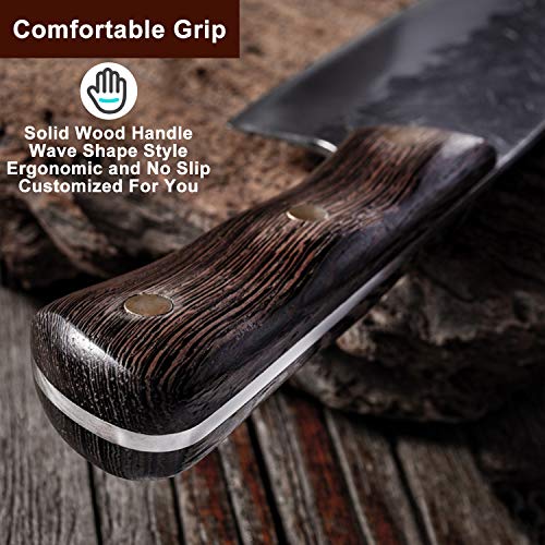 Hand Forged Butcher Knife 7.5 Inch High Carbon Steel Meat and Vege...