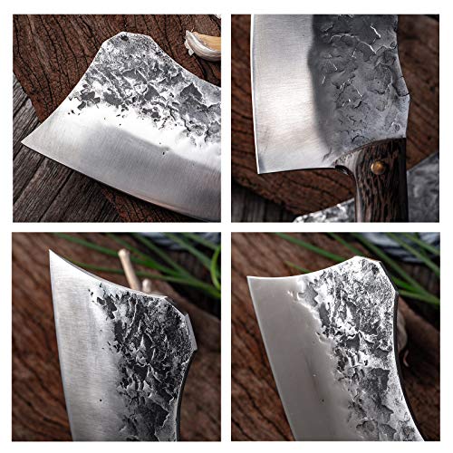 Hand Forged Cleaver Knife Bone Cutting 7 Inch High Carbon Steel He...