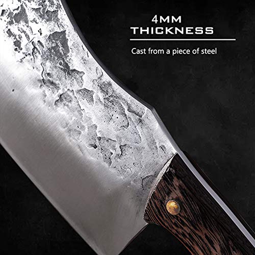 Hand Forged Cleaver Knife Bone Cutting 7 Inch High Carbon Steel He...