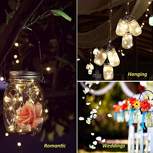 Mason Jar Solar Lights -6 Pack 20 LED Waterproof Solar Mason Jar l...