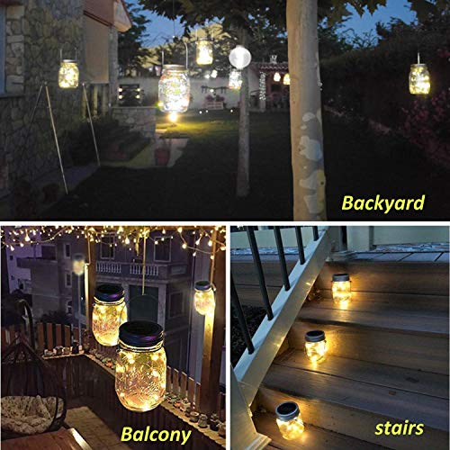 Mason Jar Solar Lights -6 Pack 20 LED Waterproof Solar Mason Jar l...