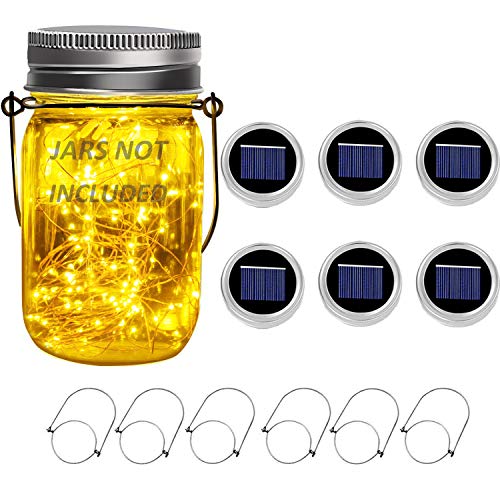 Mason Jar Solar Lights -6 Pack 20 LED Waterproof Solar Mason Jar l...