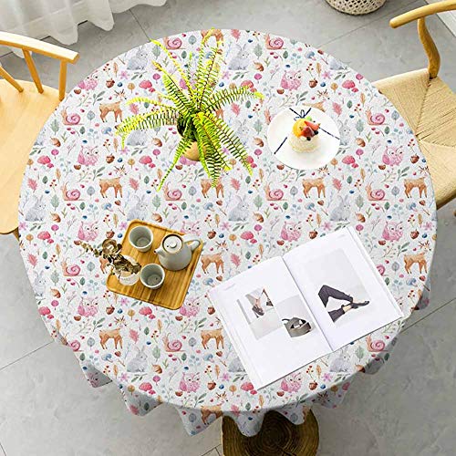 DRAGON VINES Table Cover Cloth Cute Animals Deer Snail Owl and Rab...