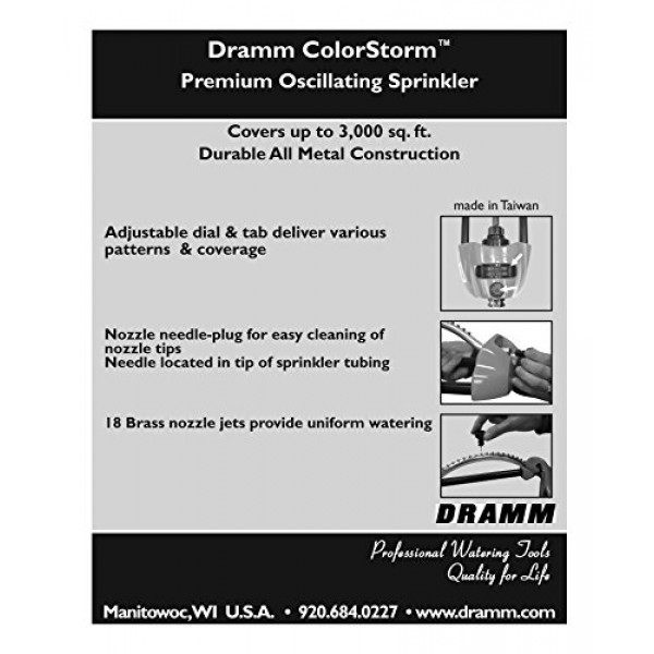 Dramm 15004 ColorStorm Premium Metal Oscillating Sprinkler with Br...
