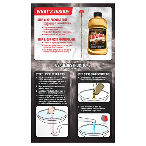 Drano Gel Drain Clog Remover and Cleaner 16oz and Snake Plus Tool ...