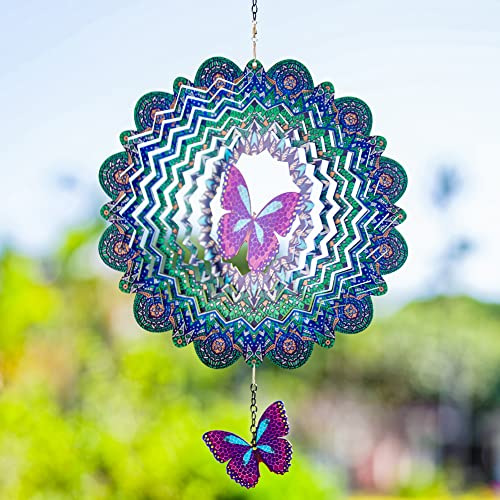 DREAMYSOUL Outdoor Wind Spinner Metal, 12 Inches Butterfly Hanging...