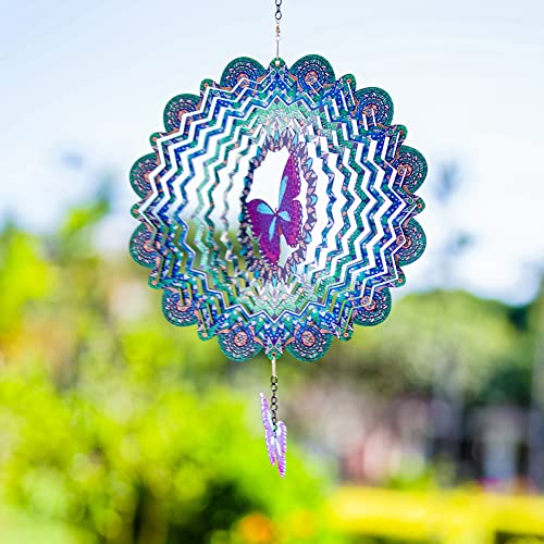 DREAMYSOUL Outdoor Wind Spinner Metal, 12 Inches Butterfly Hanging...