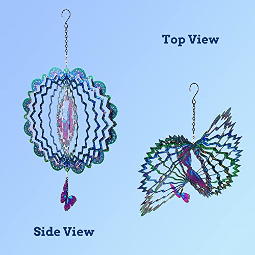 DREAMYSOUL Outdoor Wind Spinner Metal, 12 Inches Butterfly Hanging...