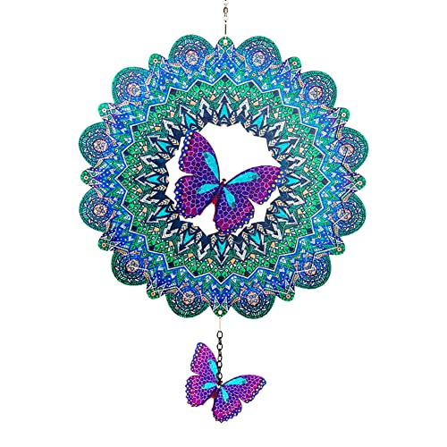 DREAMYSOUL Outdoor Wind Spinner Metal, 12 Inches Butterfly Hanging...