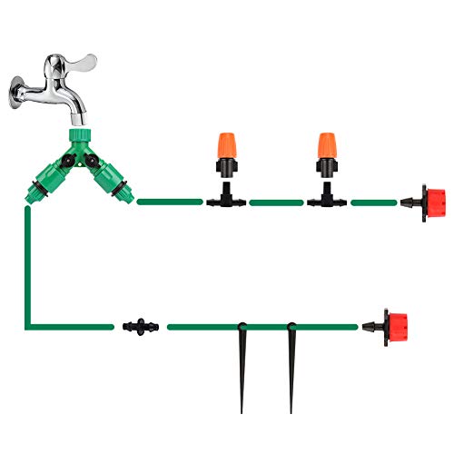 DricRoda Flower Watering System, 66ft Drip Irrigation Kits DIY Sav...