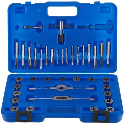 Drill America 40 Piece High Speed Steel Tap and Die Set with Round...