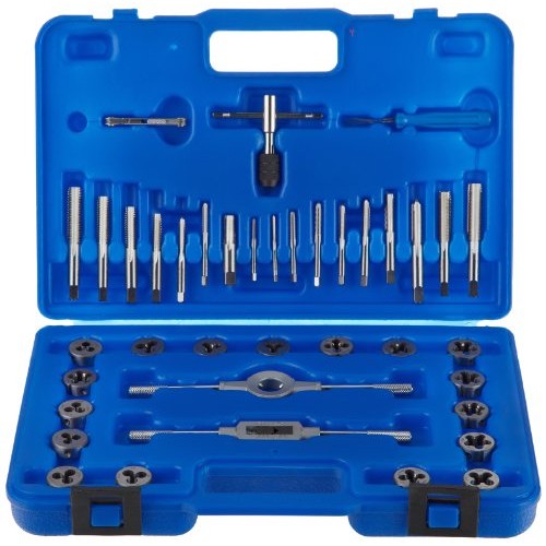 Drill America 40 Piece High Speed Steel Tap and Die Set with Round...