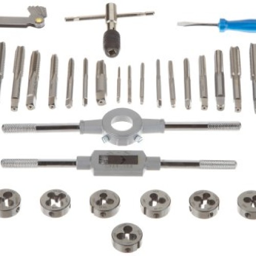Drill America 40 Piece High Speed Steel Tap and Die Set with Round...