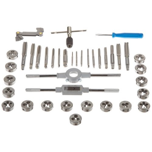 Drill America 40 Piece High Speed Steel Tap and Die Set with Round...