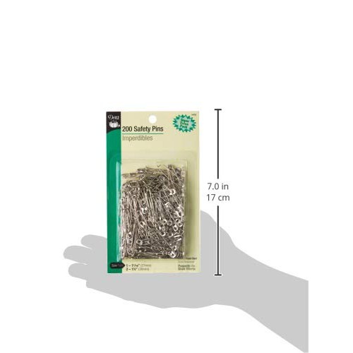 Dritz 1472 Safety Pins, Size 1 & 2 200-Count