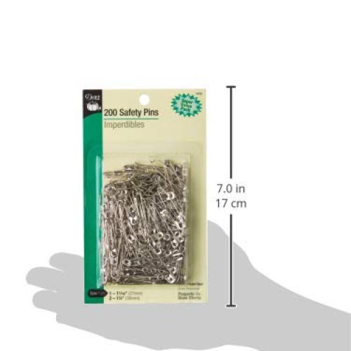 Dritz 1472 Safety Pins, Size 1 & 2 200-Count