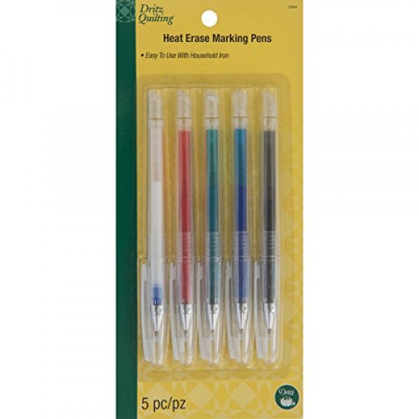 Dritz 3364 Heat Erase Pens, Assorted Colors 5-Count