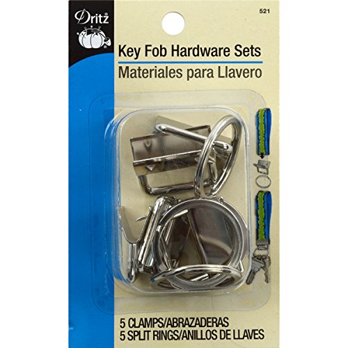 Dritz 521 Key Fob Hardware Set for 1-Inch Strap, Nickel 5-Count
