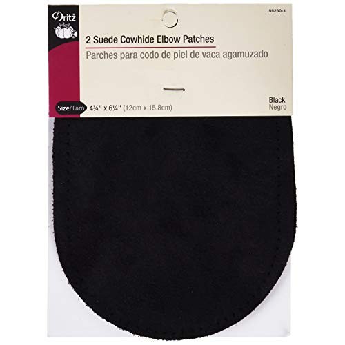 Dritz 55230-1 Suede Elbow Patches, Black, 4-3/4 x 6-1/2-Inch 2-Co...