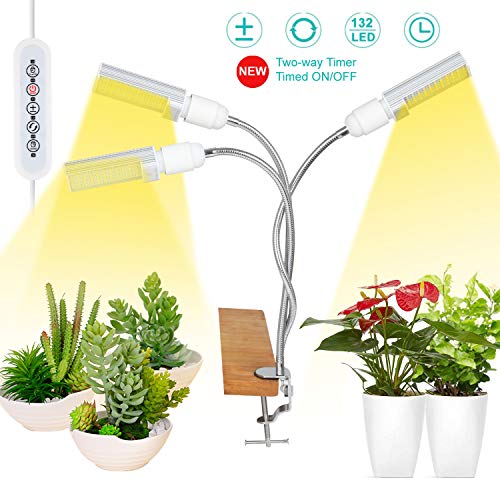 LED Grow Lights White Sunlike, 68W 132 LED 3-Head Plant Grow Light...