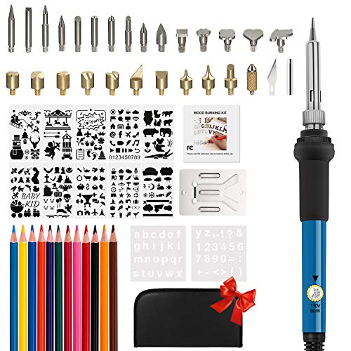 56PCS Wood Burning Kit, Pyrography Pen with Adjustable Temperature...