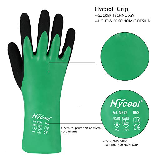 DS Safety N592 Nitrile Coating Waterproof Work Gloves Chemical Res...