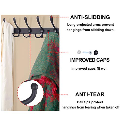 Dseap Coat Rack Wall Mounted - 5 Tri Hooks, Heavy Duty, Stainless ...