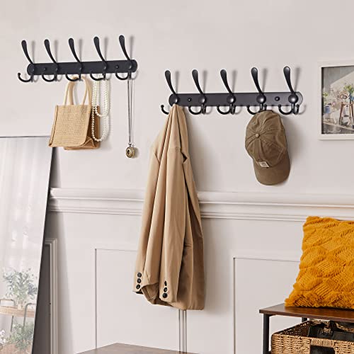 Dseap Coat Rack Wall Mounted - 5 Tri Hooks, Heavy Duty, Stainless ...