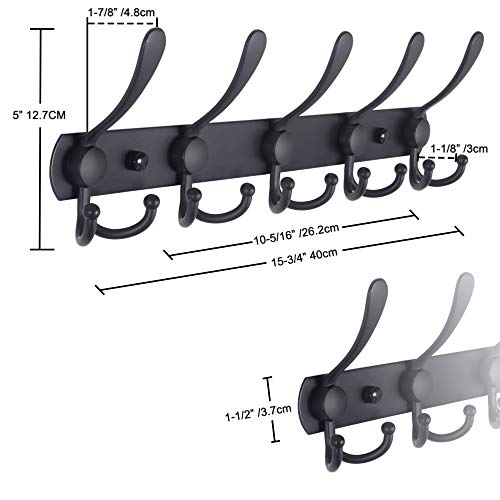 Dseap Coat Rack Wall Mounted - 5 Tri Hooks, Heavy Duty, Stainless ...