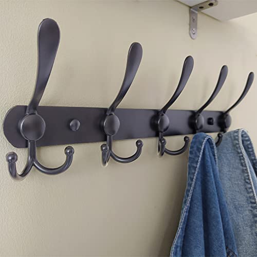 Dseap Coat Rack Wall Mounted - 5 Tri Hooks, Heavy Duty, Stainless ...