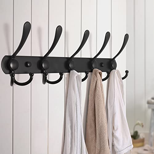 Dseap Coat Rack Wall Mounted - 5 Tri Hooks, Heavy Duty, Stainless ...