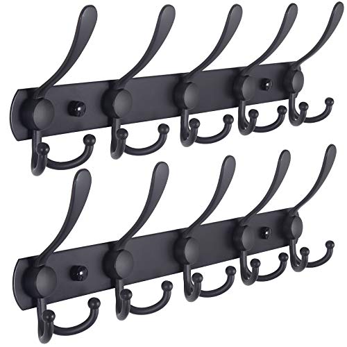 Dseap Coat Rack Wall Mounted - 5 Tri Hooks, Heavy Duty, Stainless ...