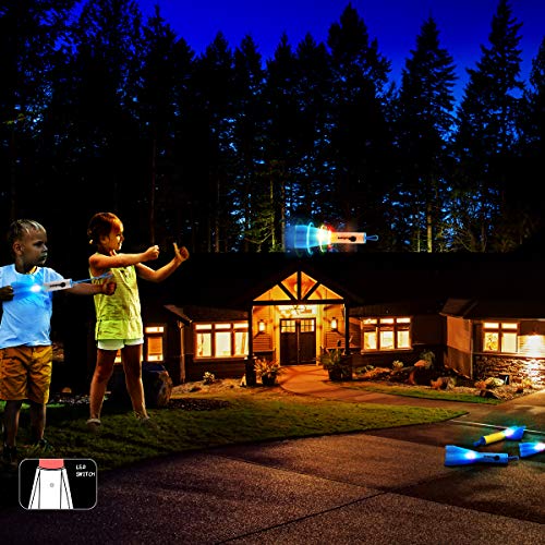 Duckura Slingshot Finger Rockets, 8 Pack LED Foam Rocket Launchers...