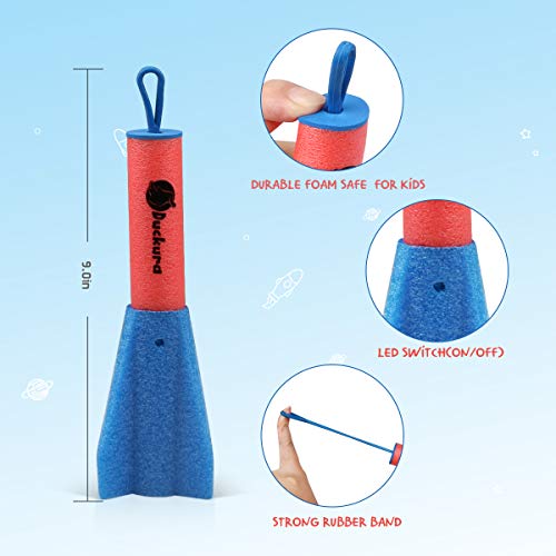Duckura Slingshot Finger Rockets, 8 Pack LED Foam Rocket Launchers...