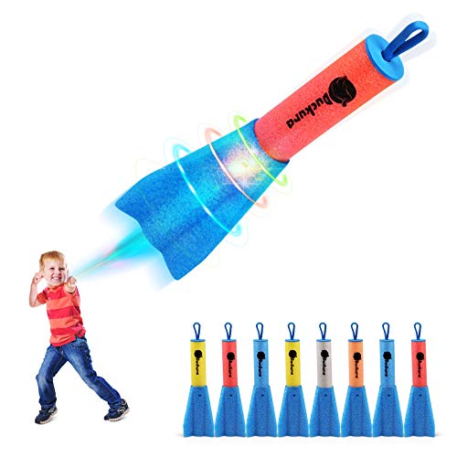 Duckura Slingshot Finger Rockets, 8 Pack LED Foam Rocket Launchers...