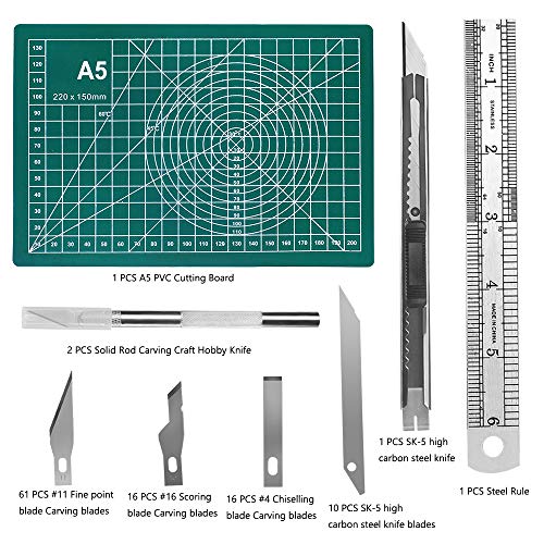 DUJISO 108 PCS Precision Cutter Carving Craft Hobby Knife Kit Incl...