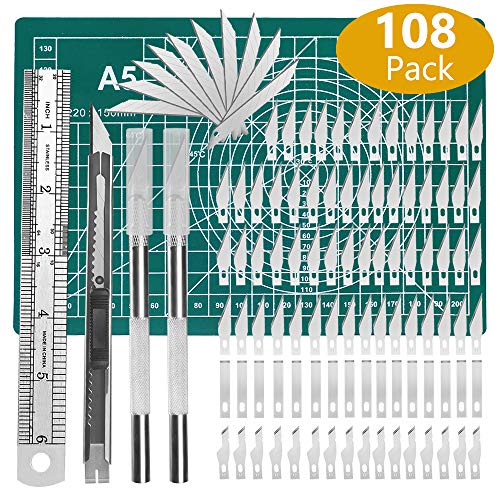 DUJISO 108 PCS Precision Cutter Carving Craft Hobby Knife Kit Incl...