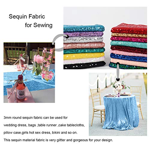 Sequin Fabric by The Yard Sparkly Fabric Blue Fabric for Sewing Se...